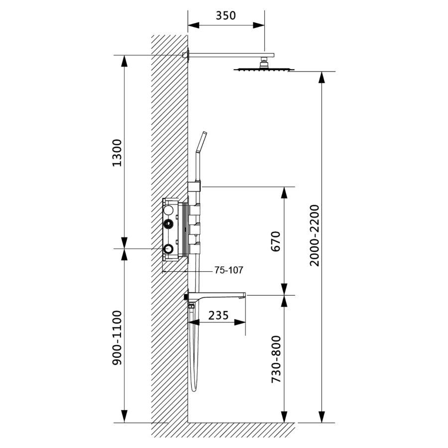 Душевая система встроенная с термостатом Timo Petruma SX-5049/03SM черный
