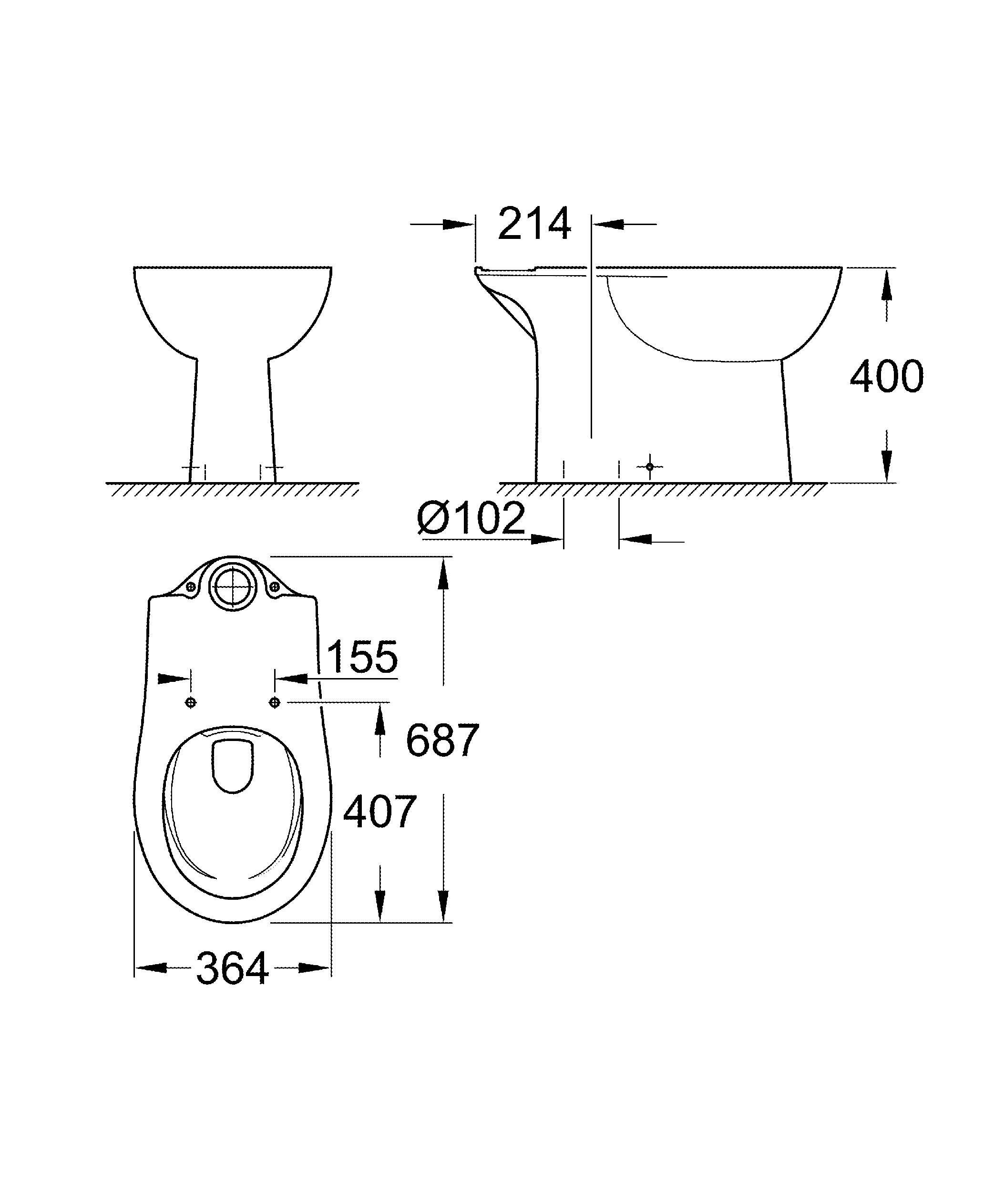 Унитаз напольный безободковый GROHE Bau Ceramic, вертикальный выпуск (без бачка и сиденья), альпин-белый (39429000) Унитаз напольный безободковый GROHE Bau Ceramic, вертикальный выпуск (без бачка и сиденья), альпин-белый (39429000)