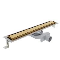 Plumberia Selection Трап душевой PS IN-TILE 6x70 2устор. накладка из нерж.стали, комбинир.затвор с горизонт. Выпуском Ду 50мм,40л/мин, золото 24К