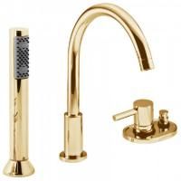 Bongio T Mix Смеситель на борт ванны, на 3 отв, с ручной лейкой, цвет золото