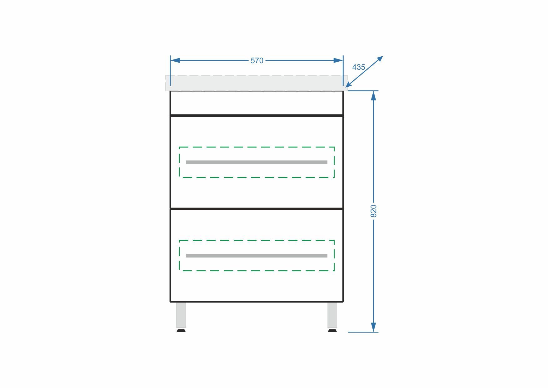 Тумба напольная "Ванесса 60", 2 ящ., Сомо 60