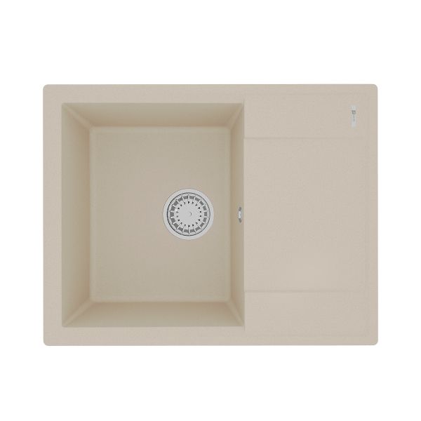 Кухонная мойка Lemark IMANDRA 640 врезная прямоугольная с крылом из кварцгранита цвет: Бежевый (9910020)