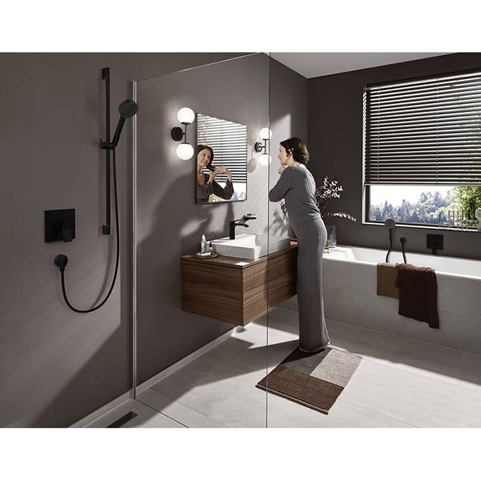 Смеситель для душа, Hansgrohe, Vivenis, тип открывания воды-однорычажный, тип регулирования воды-керамический узел смешивания, монтаж-настенный встраиваемый, внутренняя часть-необходимо заказать, цвет-черный матовый Смеситель для душа, Hansgrohe, Vivenis, тип открывания воды-однорычажный, тип регулирования воды-керамический узел смешивания, монтаж-настенный встраиваемый, внутренняя часть-необходимо заказать, цвет-черный матовый