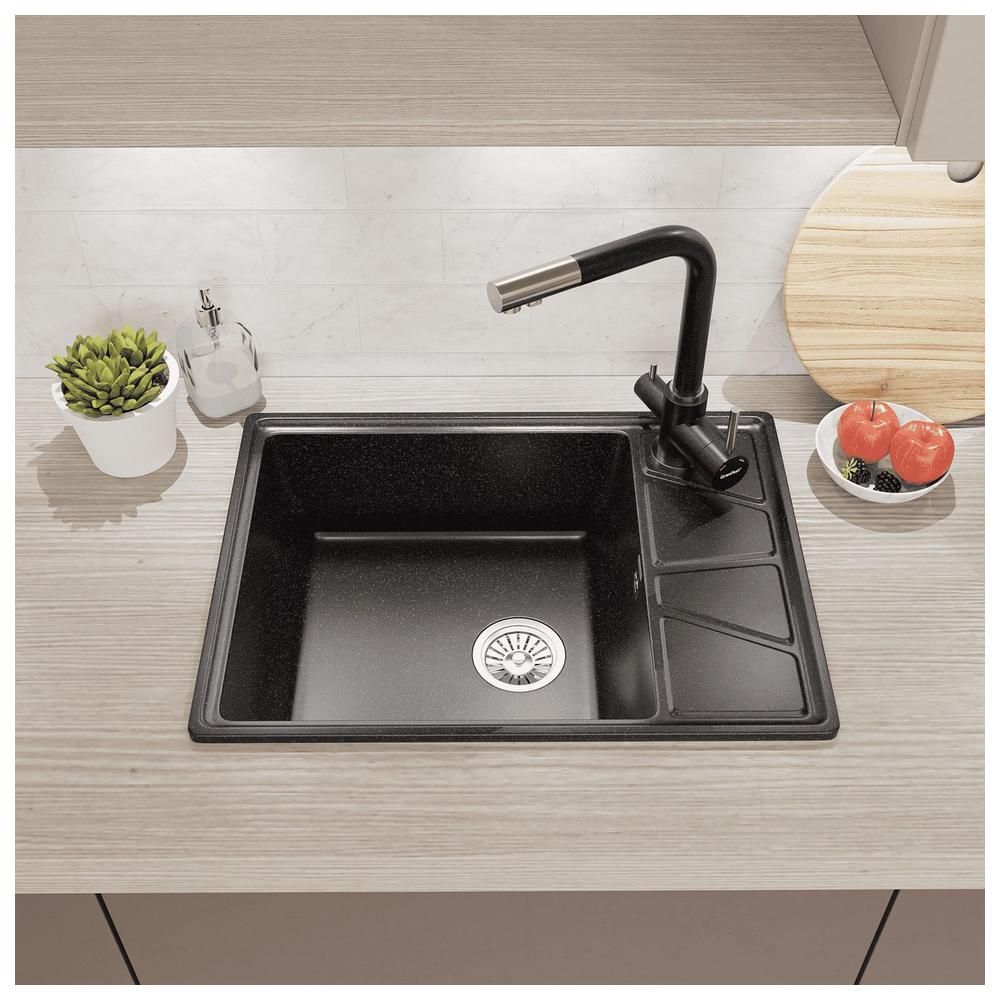 Кухонная мойка GranFest VERTEX 680L, черный, артикул V-680L черный