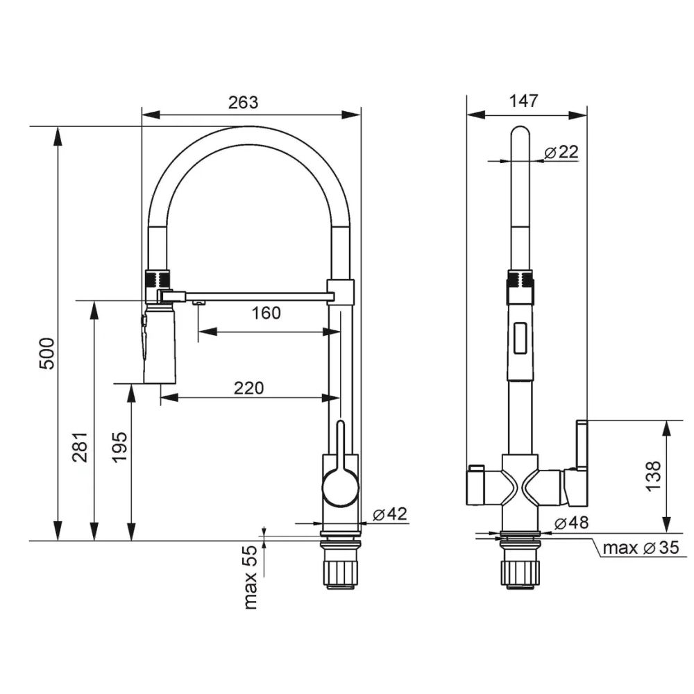 Смеситель для кухни Ulgran 026 черный матовый