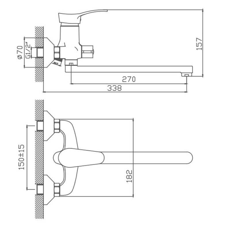 Смеситель для ванны Cron CN2214, хром