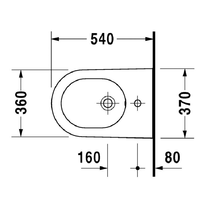 Duravit Биде подвесное 540х370 мм, с 1 отв под смеситель, с креплением,цвет белый