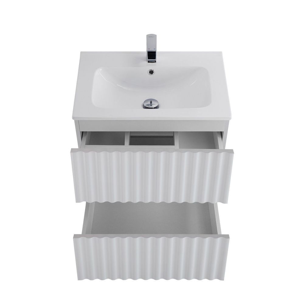 ELEGANT База под раковину подвесная с двумя выкатными ящиками, с LED подсветкой ручек. Белый матовый, 570x469x550 AM-ELEGANT-600-2C-SO-BM-LED, артикул AM-ELEGANT-600-2C-SO-BM-LED