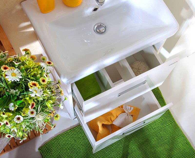 Тумба под раковину Бриклаер Палермо 55 белая высокоглянцевая