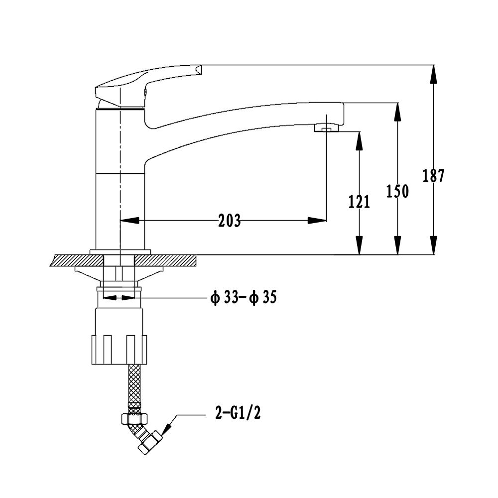 Смеситель для кухни GranFest 2523, иней