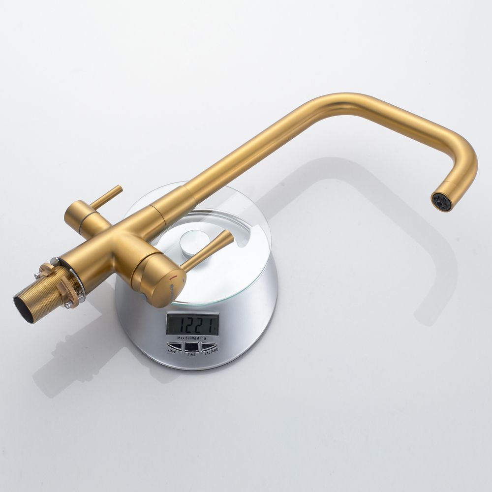 Смеситель для кухни с подключением фильтра Shevanik S528G, золотой сатин