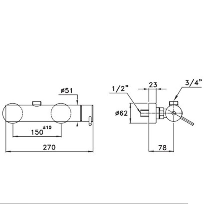 Stella Bamboo Смеситель для душа 3283, вывод сверху, цвет: хром