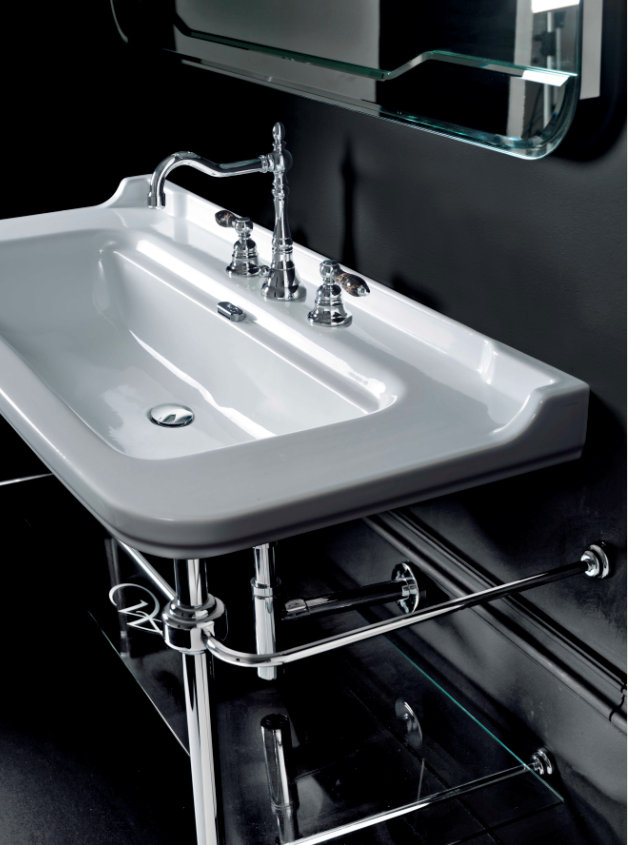 Kerasan Waldorf Раковина керамическая 120х55см, c 1 отверстием под смеситель, белая,  заглушка хром