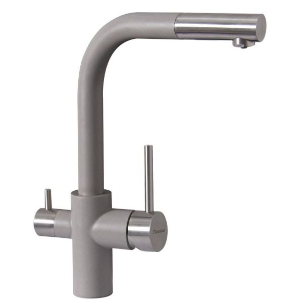Смеситель для кухни с выдвижным изливом и подключением фильтра Florentina КРИСТАЛЛ 333.32H.2123.305, грей
