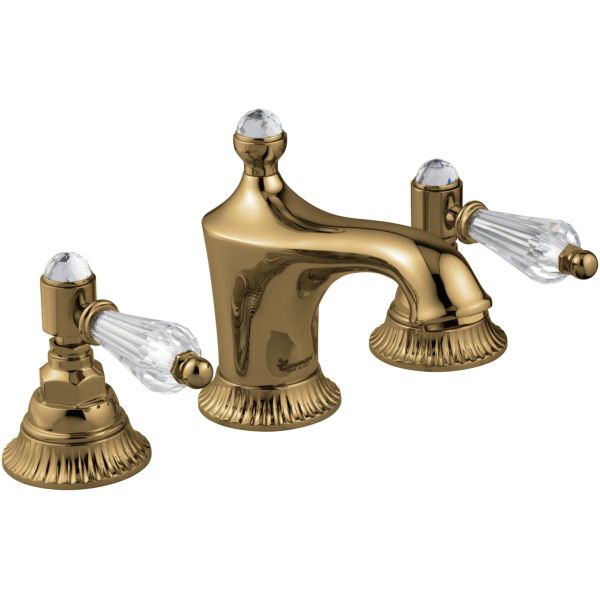 Emmevi The One Atena, смеситель для раковины на 3 отверстия. Прозрачные кристаллы Swarovski, цвет бронза