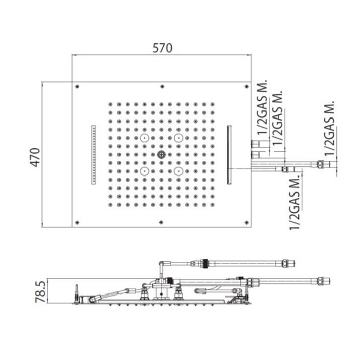 BOSSINI DREAM/4 Верхний душ 570 x 470 mm, 4 режима (дождь, каскад, водопад туман), цвет: хром BOSSINI DREAM/4 Верхний душ 570 x 470 mm, 4 режима (дождь, каскад, водопад туман), цвет: хром
