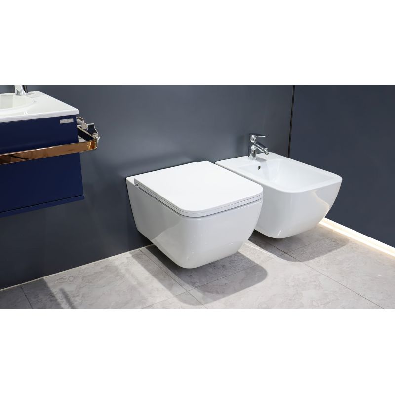 Унитаз подвесной SMARTFLOW VIGENTE безободковый с микролифтом SMF811-WH, белый, артикул SMF811-WH