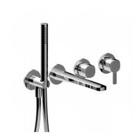 Fantini Lame Смеситель для ванны, встраиваемый, на 2 источника, излив 190мм, с ручн.душем, (наружняя часть), цвет: хром