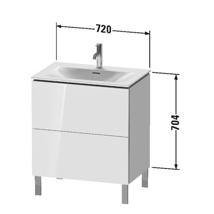 Duravit L-Cube Тумба напольная под раковину # 234473, 2 ящика, 704x720x481мм, цвет White High Gloss, артикул LC659602222
