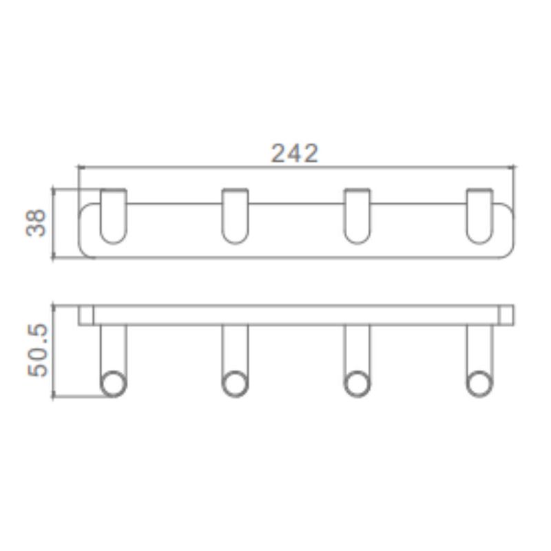 Планка с 4 крючками Raglo R320.054.09, графит