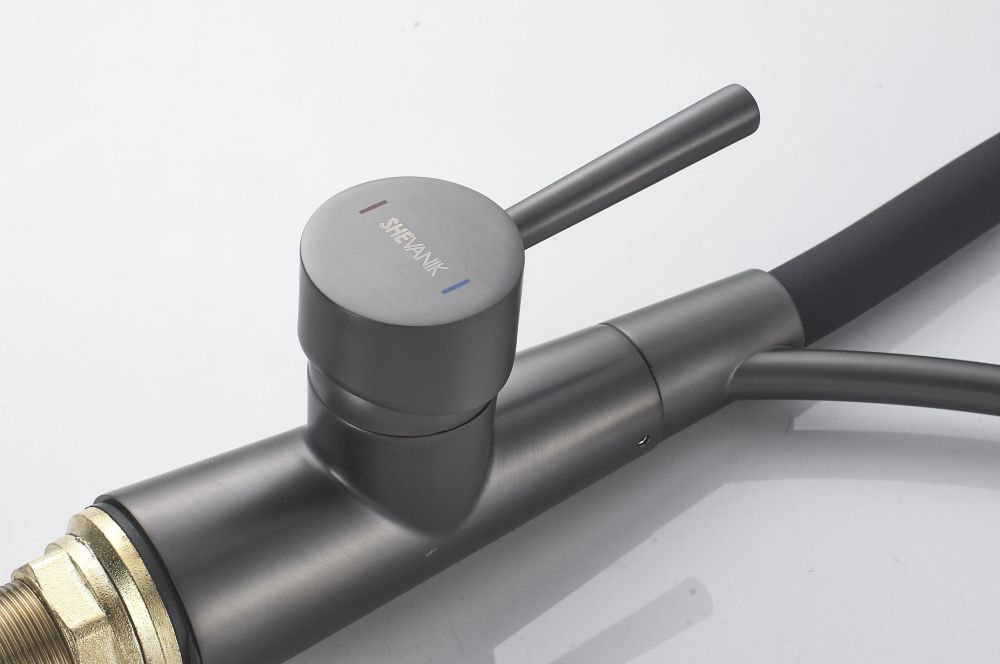 Смеситель для кухни с подключением фильтра Shevanik S743T-3, оружейная сталь/черный, артикул S743T-3