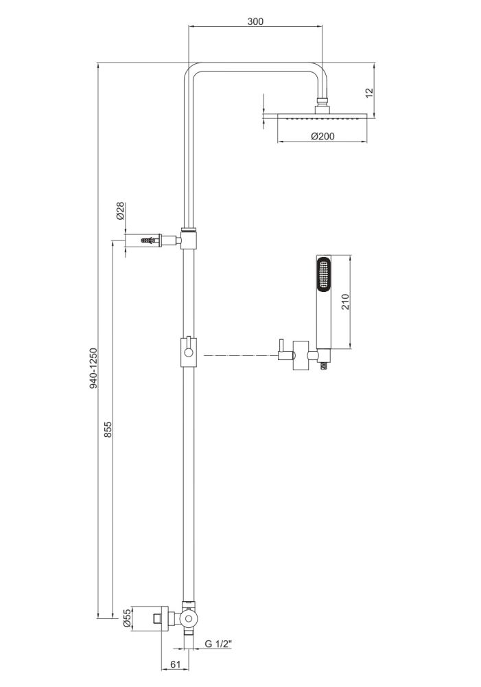 Душевая система Fiore XENON 44NN0964, черный