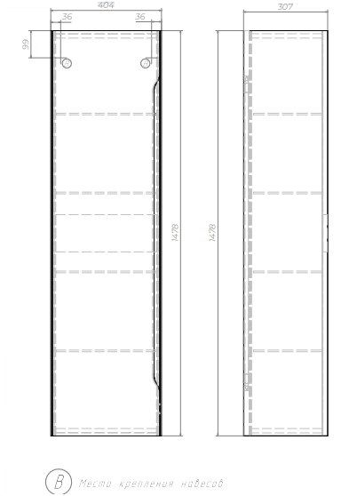 Шкаф навесной Velvex Krona 400 серый камень (360 серый камень), артикул 360 серый камень