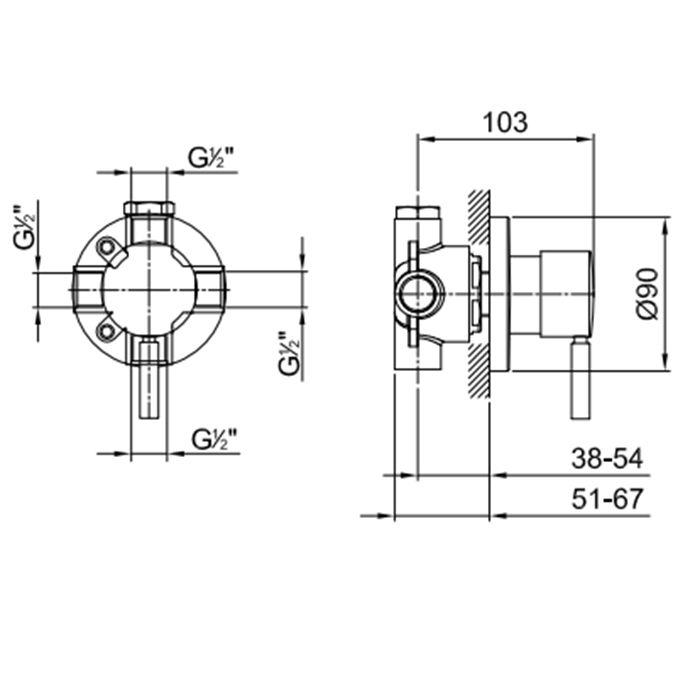 Fantini Внутренняя часть смесителя для душа, переключатель на 2 источника, с Eco System, 1/2''