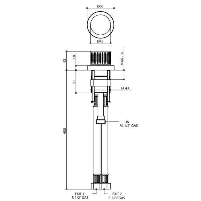 BONGIO TIME2020 Дивертор на 2 выхода, цвет черный матовый, артикул 70535NE00
