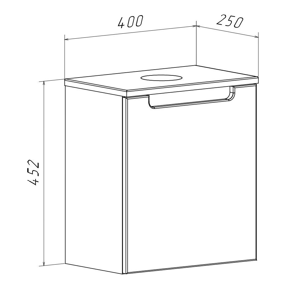 Тумба Runo Бари Микра 40 подвесная белая под накладной умывальник (00-00001975), артикул 00-00001975