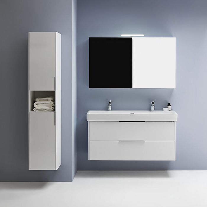 Laufen BASE высокий шкаф 350x335x1650 мм, 2 дверцы, петли справа, 1 открытая полка, 4 стекл. полки,  белый глянцевый, артикул 4.0269.2.110.261.1