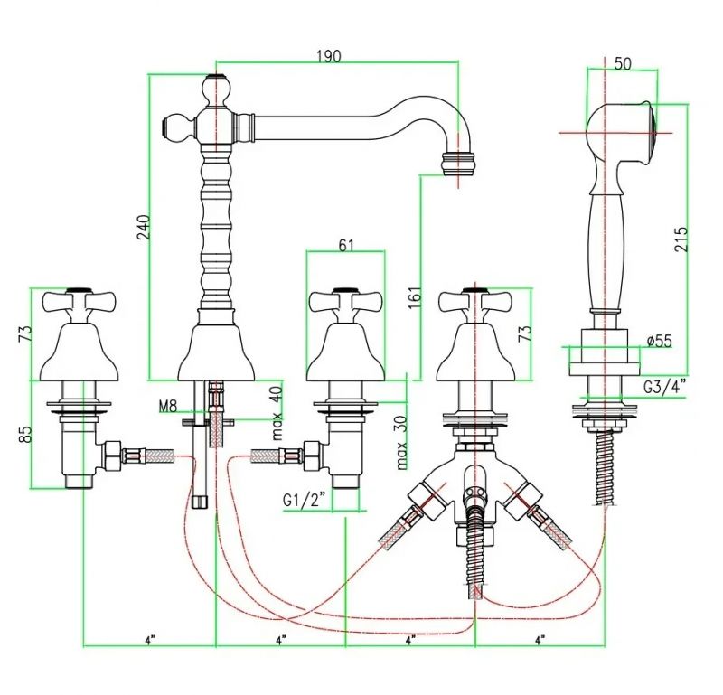 Смеситель на борт ванны Webert Armony AM730402015 Хром