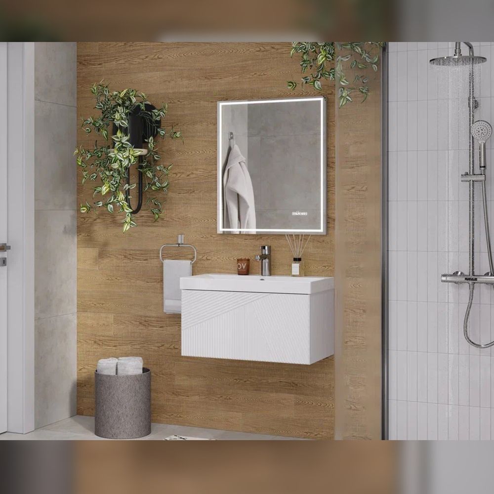 Тумба под раковину подвесная Velvex Edge tp.EDG.9696.70.1Y белый глянец, 70 см, артикул tp.EDG.9696.70.1Y белый глянец