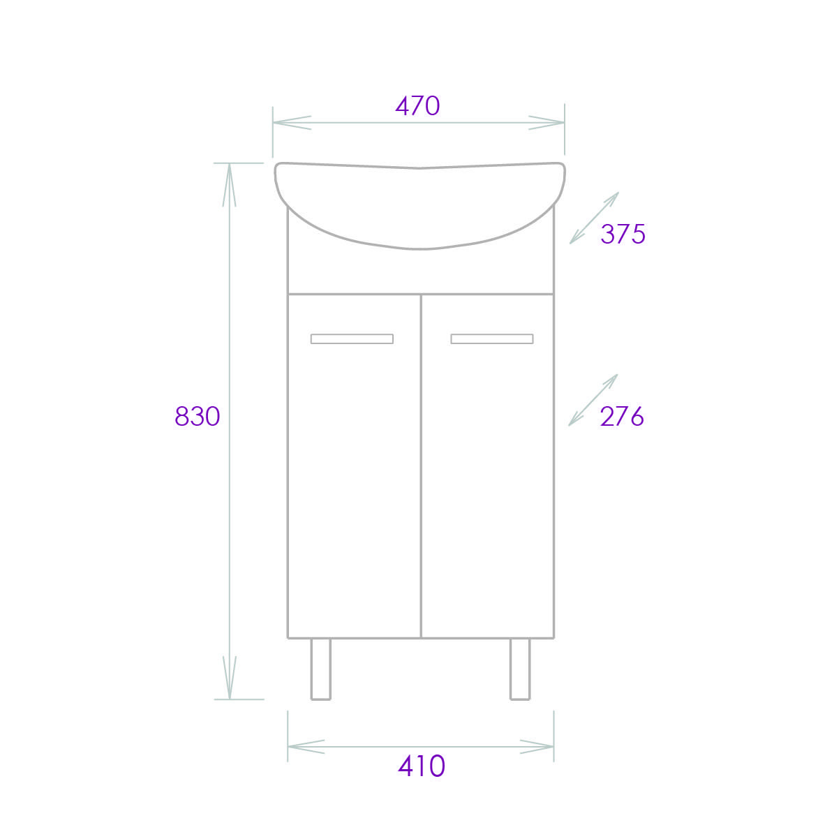 Тумба Onika Коралл 47 напольная, белая (ум. Дора 47/ Азов 45)