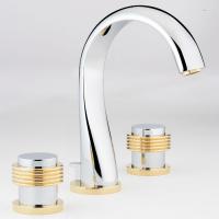 THG DIPLOMATE GROOVED RINGS Смеситель для раковины на 3 отверстия, с донным клапаном, цвет хром/золото