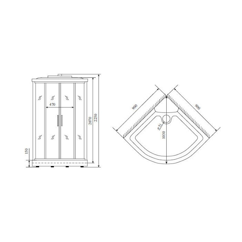 Душевая кабина Timo Lux T-7709NEW, 90x90x220