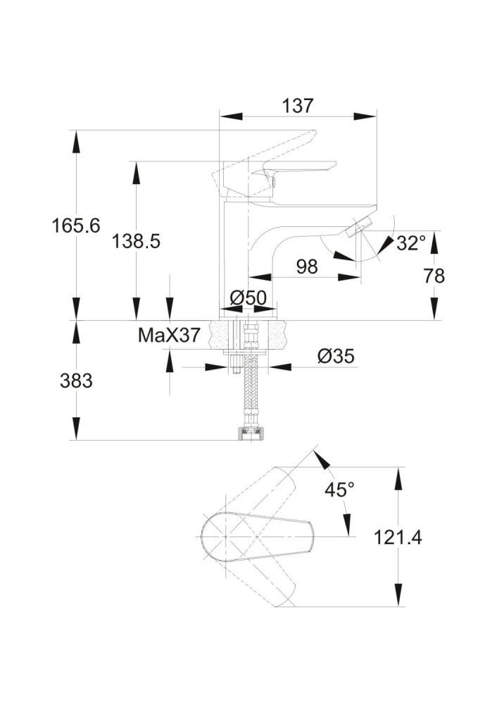 Смеситель для раковины Cersanit VERO однорычажный (63060), артикул 63060