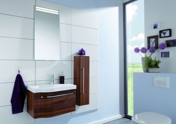 Комплект мебели Puris For Guests с раковиной из минерального литья, 600 мм правый, цвет белый высокоглянцевый