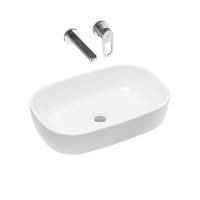 Комплект 2 в 1 Lavinia Boho Bathroom Sink 21510149, накладная фарфоровая раковина 54 см, встраиваемый смеситель со скрытым механизмом