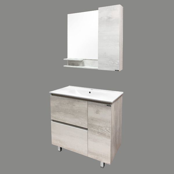 Зеркало со шкафом Comforty Верона 90 4136714 Дуб белый