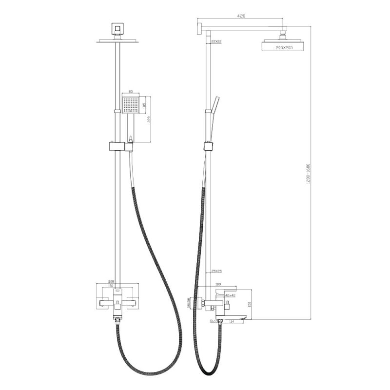 Душевая система WesnaArt KRISTAL KRI22-314, хром, артикул KRI22-314