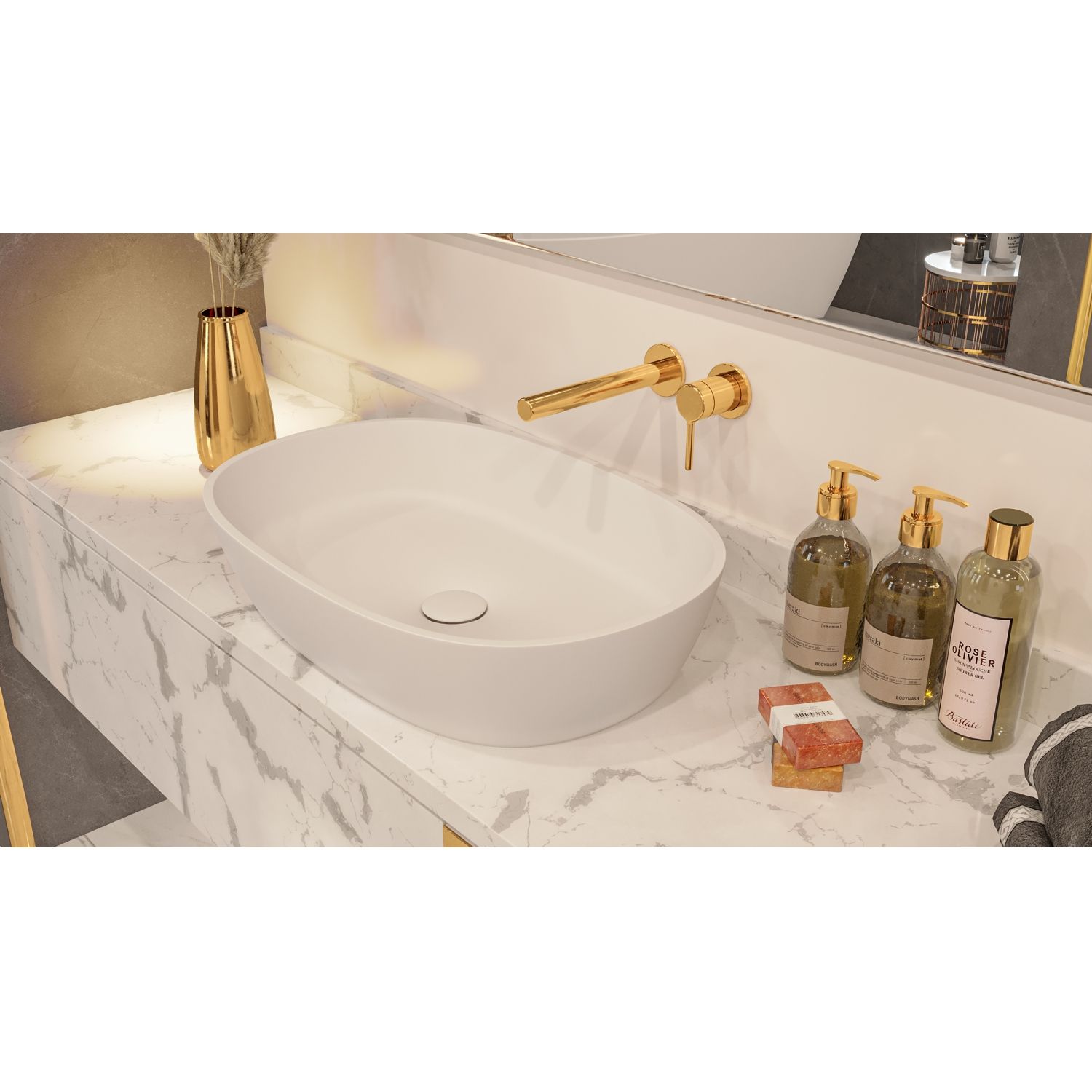 Умывальник WHITECROSS Opal 56x38 (белый мат) иск. камень Умывальник WHITECROSS Opal 56x38 (белый мат) иск. камень