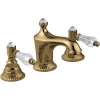 Смеситель The One для раковины на 3 отверстия. Прозрачные кристаллы Swarovski, цвет бронза