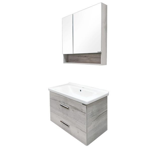 Зеркальный шкаф Comforty Парма 80 4143489 Дуб дымчатый, артикул 4143489