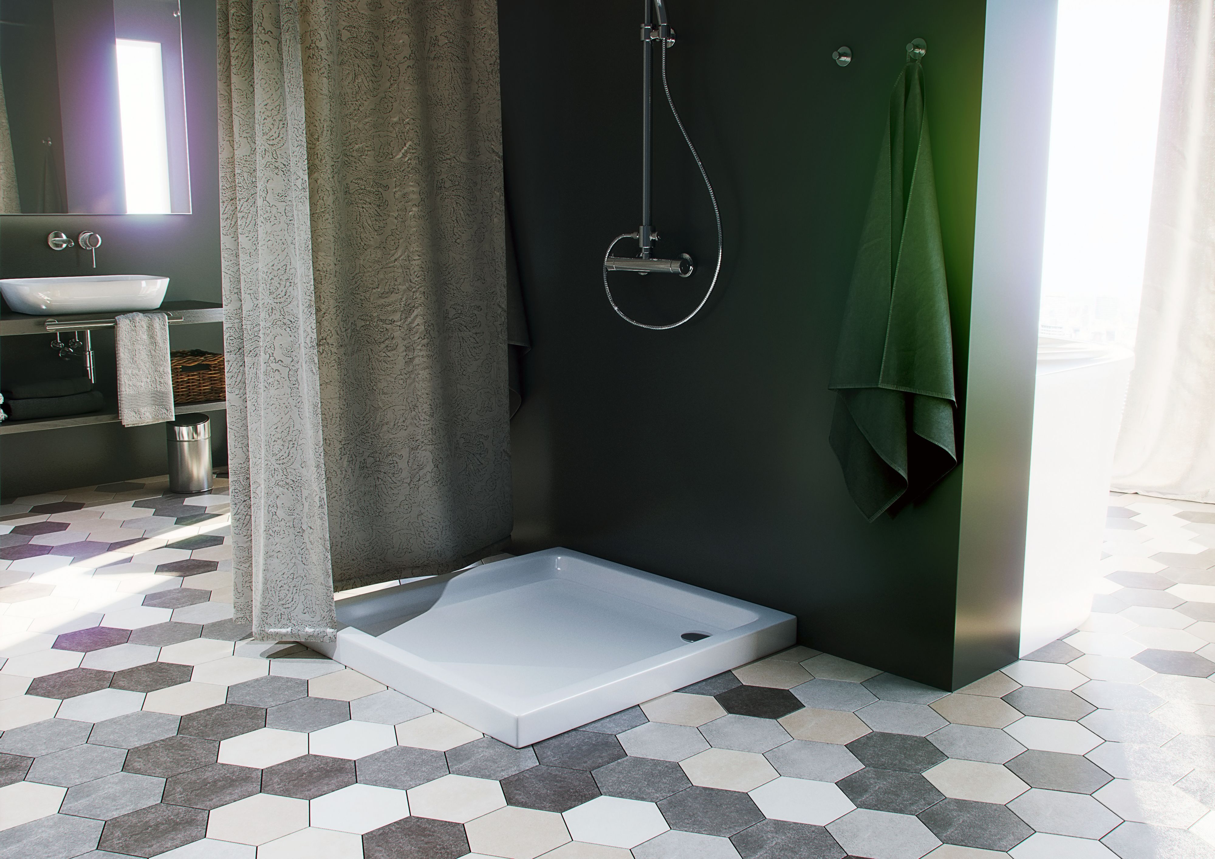 Душевой поддон (с ножками) из литого мрамора 90*90 квадратный, гладкое дно Душевой поддон (с ножками) из литого мрамора 90*90 квадратный, гладкое дно