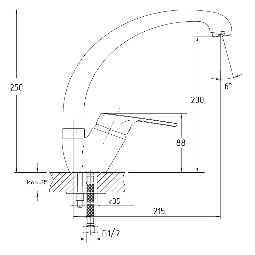 Смеситель для кухни GranFest Z-3323, темно-серый
