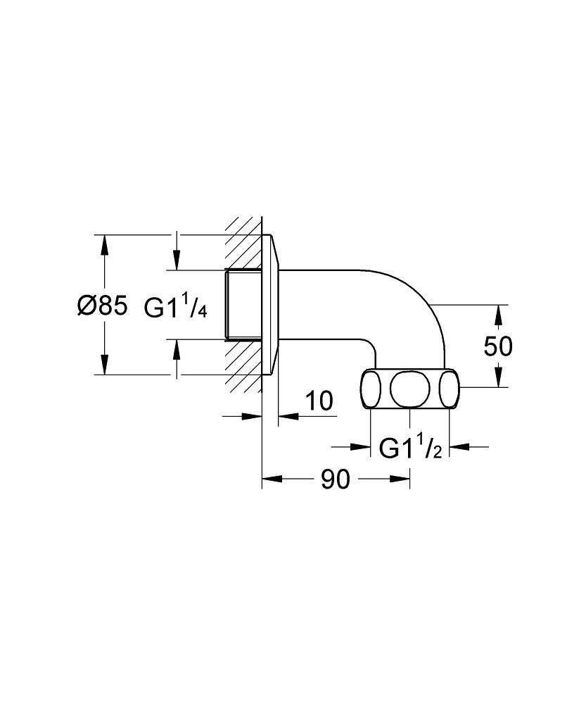 Отводная дуга для Grohtherm XL (35 085/35 086) GROHE, вынос 90 мм, хром (12436000) Отводная дуга для Grohtherm XL (35 085/35 086) GROHE, вынос 90 мм, хром (12436000)