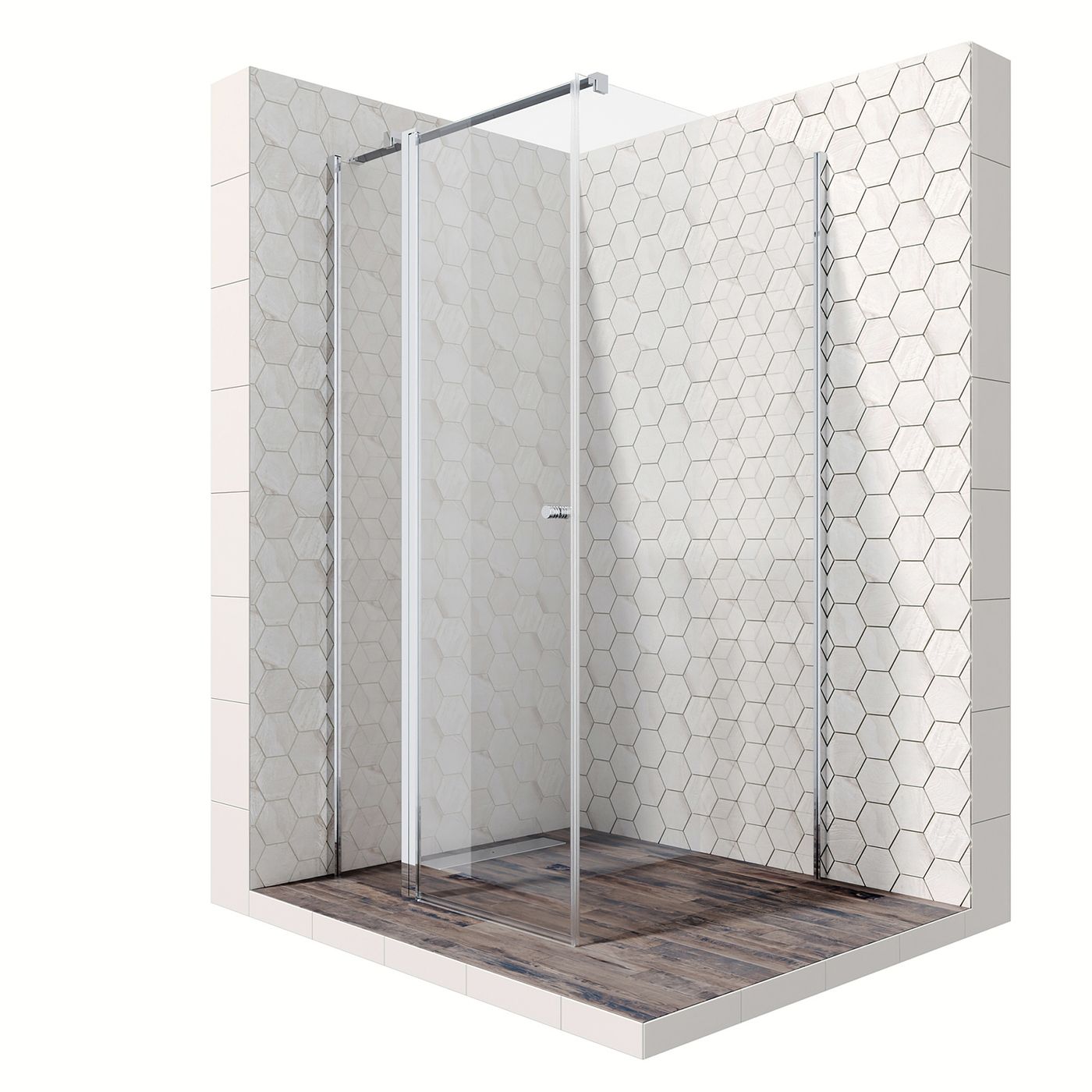 Душевой уголок Ambassador Nord 13011105-ST10, квадратный, линейный трап, 90х90