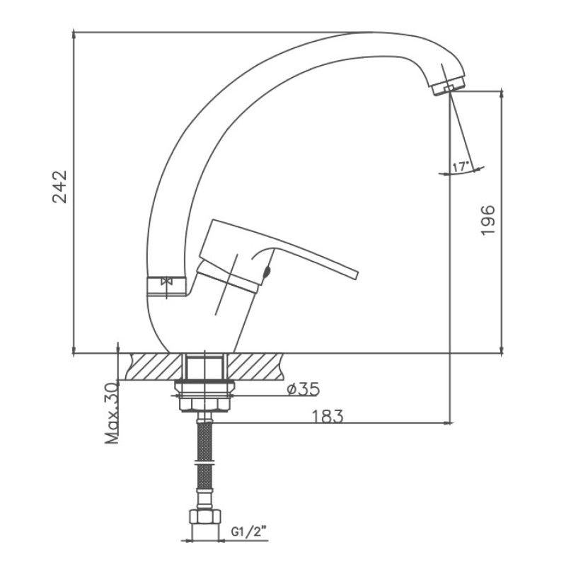 Смеситель для кухни Cron CN4163-2, хром