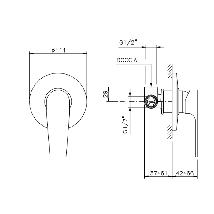 Nicolazzi Jungfrau Смеситель для душа встраиваемый, цвет: хром